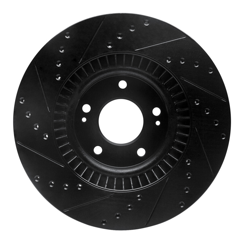 Kia Sorento Brake Rotor (1) - Front Right - R1 Concepts - Drilled & Slotted - Black - `15-`20